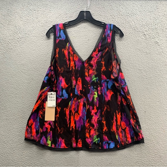 Halogen Black Mult Cloud Wash Floral Print Sleeveless Blouse Tank Top Women’s XL - Picture 8 of 10